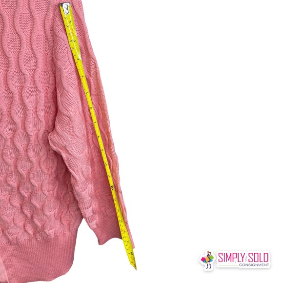 St. John Women's Cardigan Sweater Long Sleeve Button-Up Pink Knit Wool Cable M - Picture 14 of 14